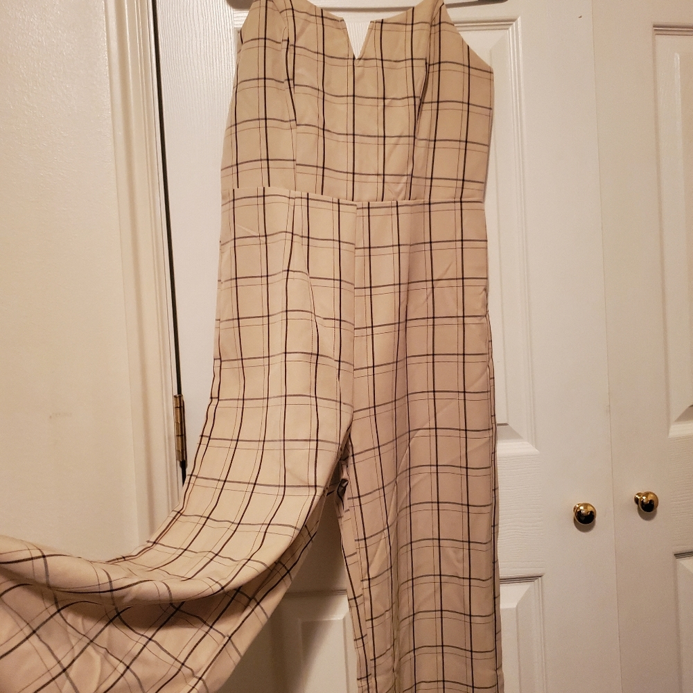 Tan and brown jumpsuit